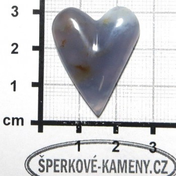 Modrý chalcedon srdce, kabošon č.87 | www.sperkove-kameny.cz 